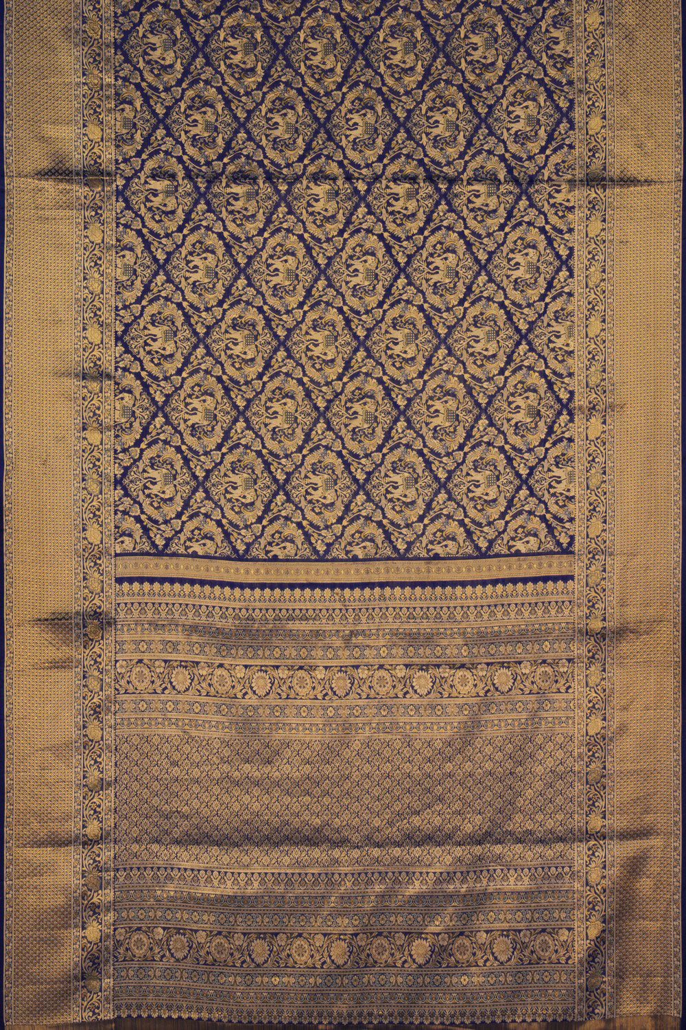 Kanchipattu Tissue Brocade Blue Saree