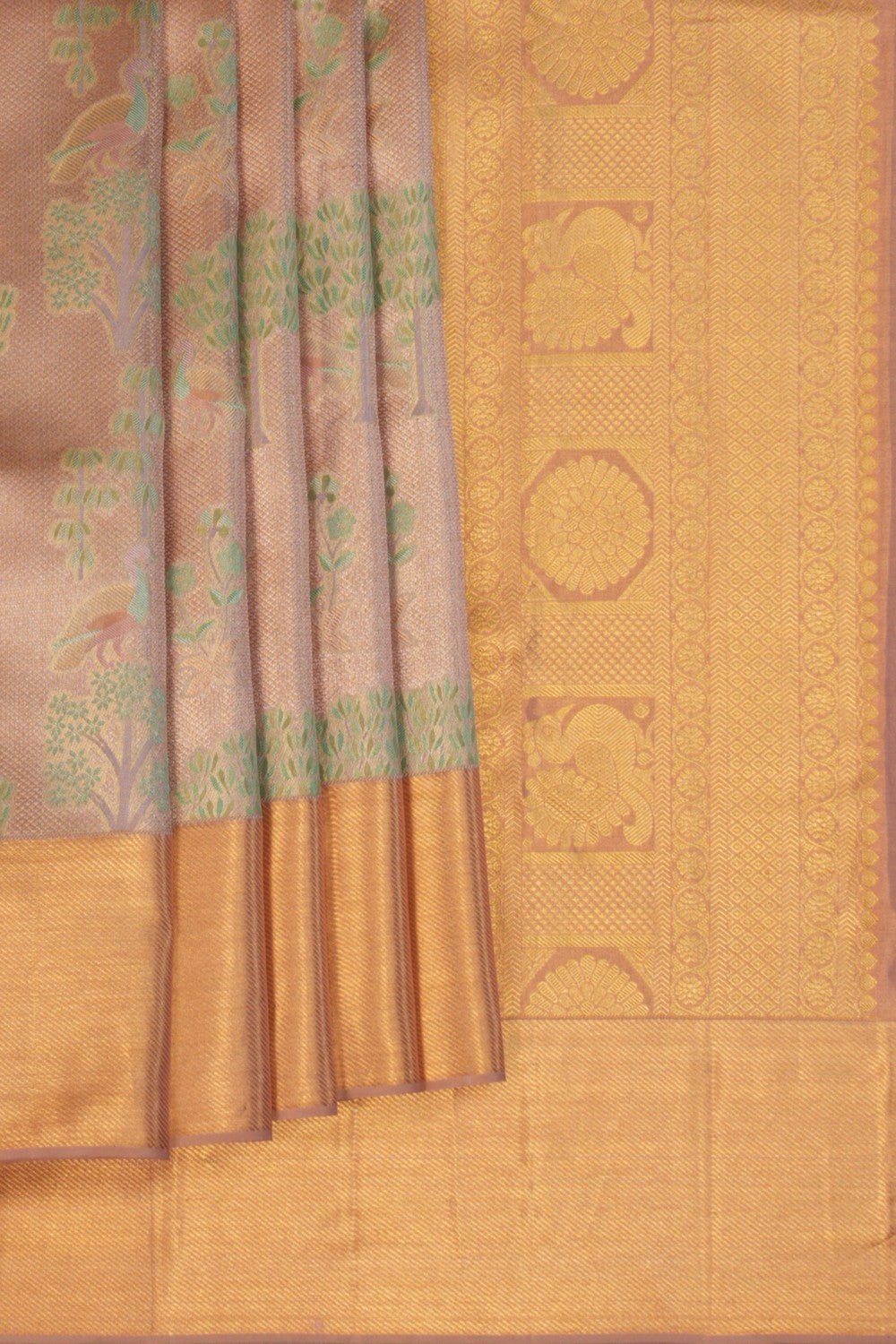 Kanchipattu Tissue Brocade Gold Saree
