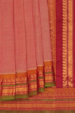 Image of Gadwal Cotton Pink Saree