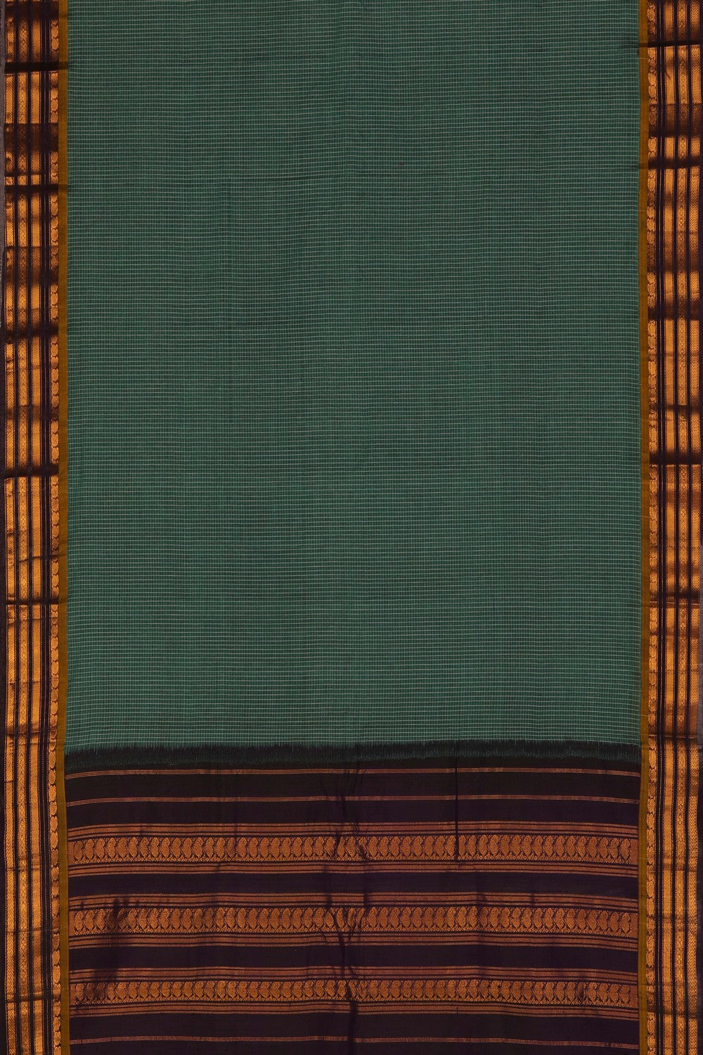 Gadwal Cotton Teal Green Saree