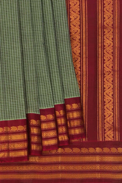 Image of Gadwal Cotton Green Saree