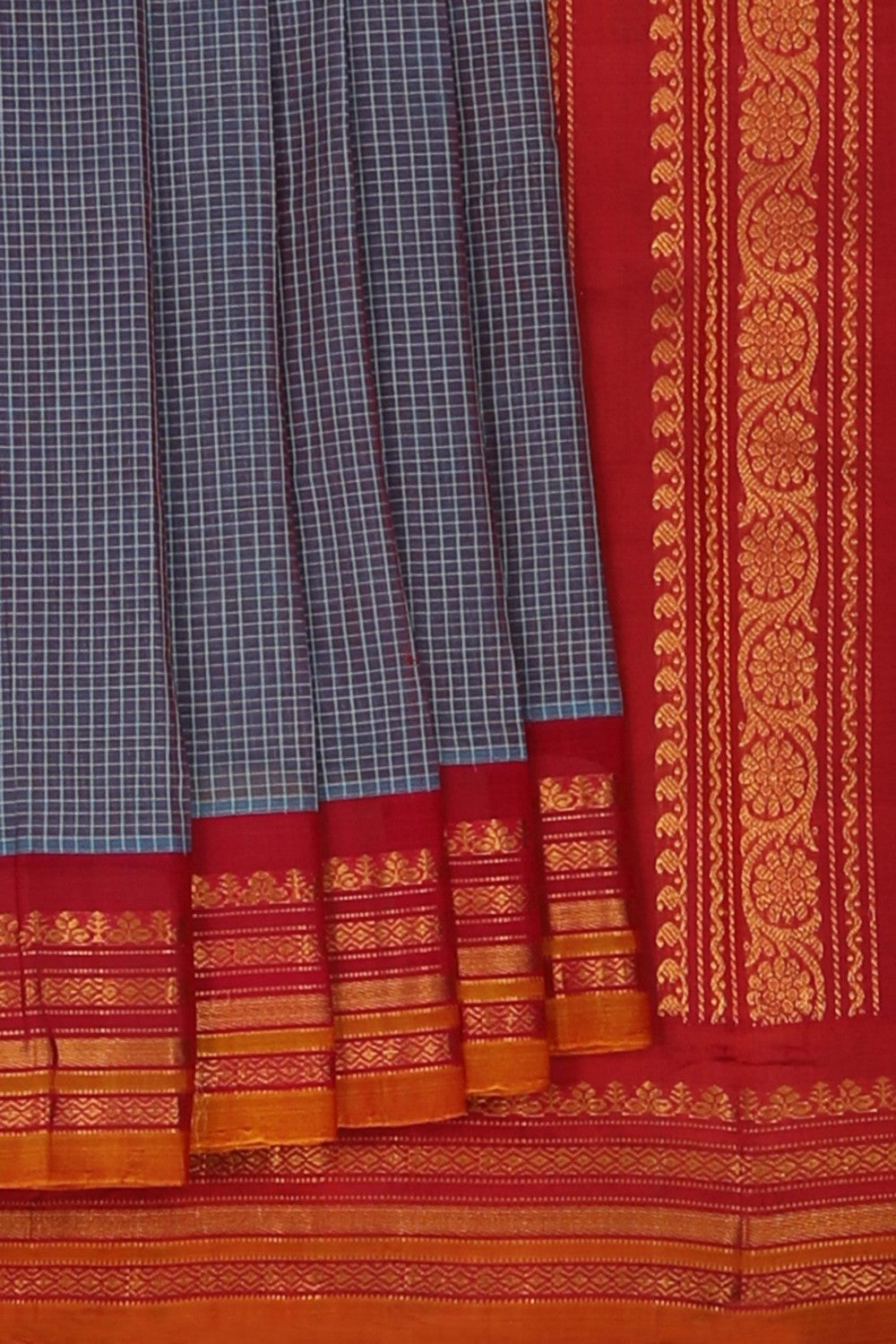 Image of Gadwal Cotton Smoky Grey Saree