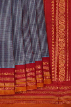 Image of Gadwal Cotton Smoky Grey Saree
