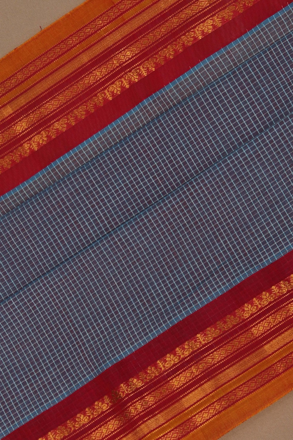 Gadwal Cotton Smoky Grey Saree