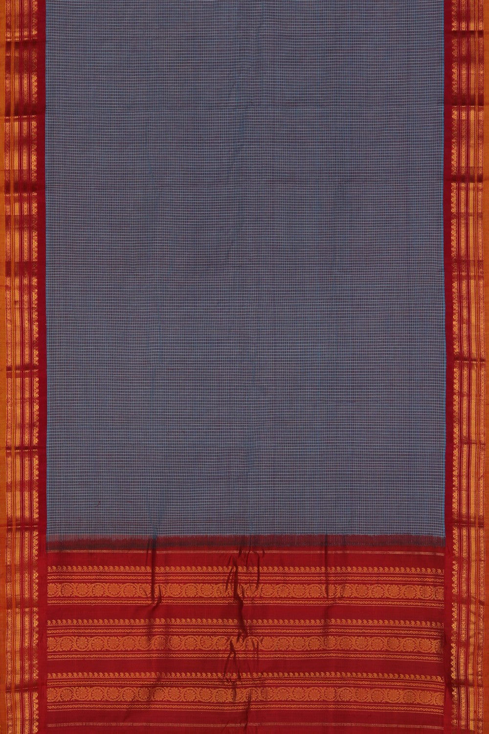 Image of Gadwal Cotton Smoky Grey Saree