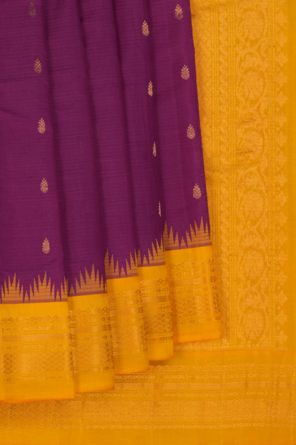 Image of Gadwal Cotton Silk Purple Saree