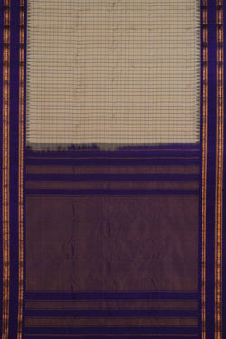 Image of Gadwal Silk Kattam Off-White Saree