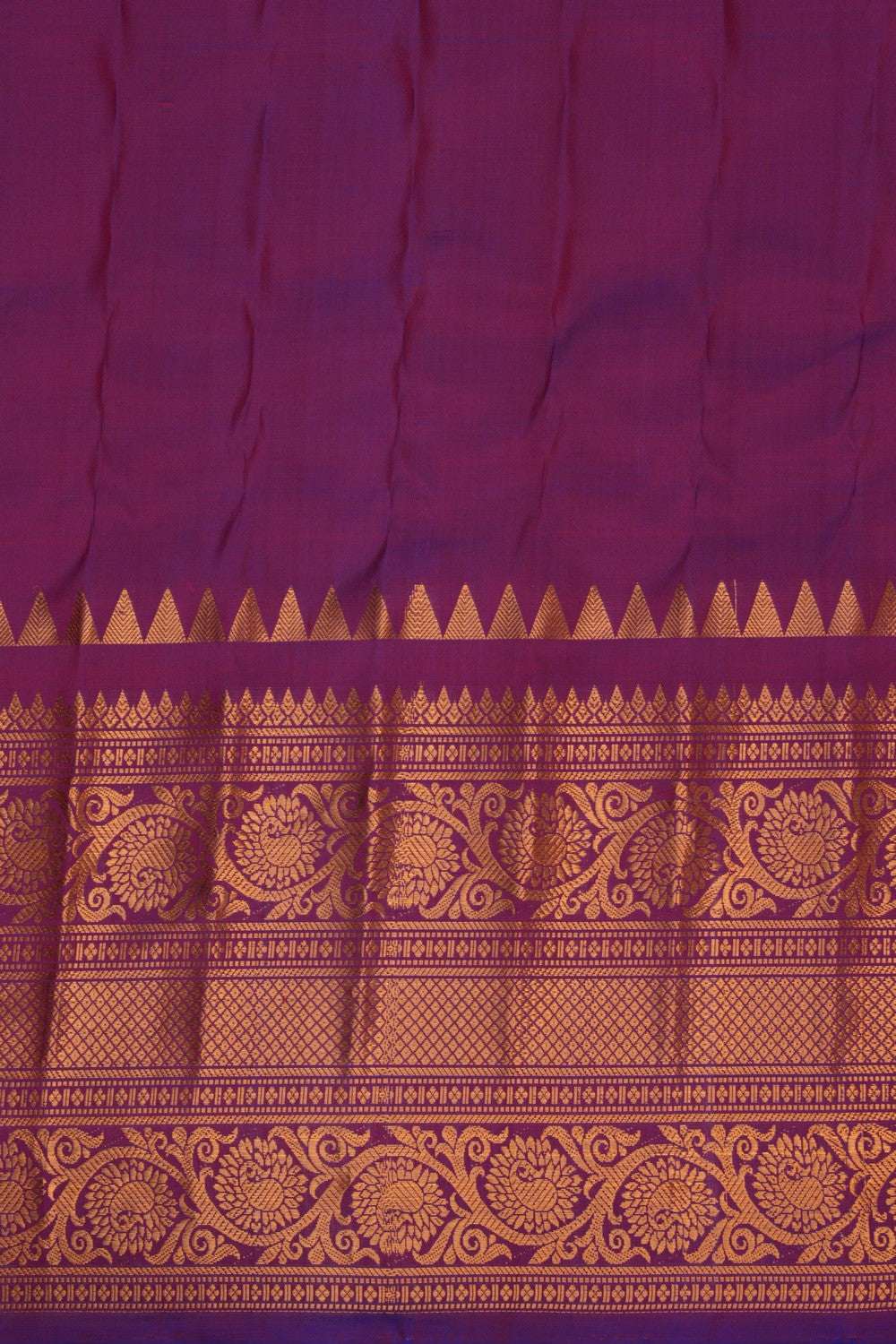 Gadwal Silk Kattam Orange Saree