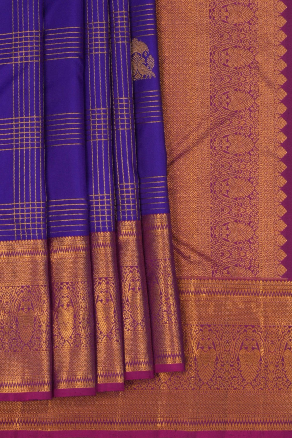 Image of Purple Kattam Kanchi Silk Saree