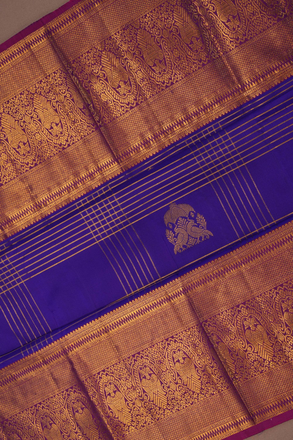 Image of Purple Kattam Kanchi Silk Saree