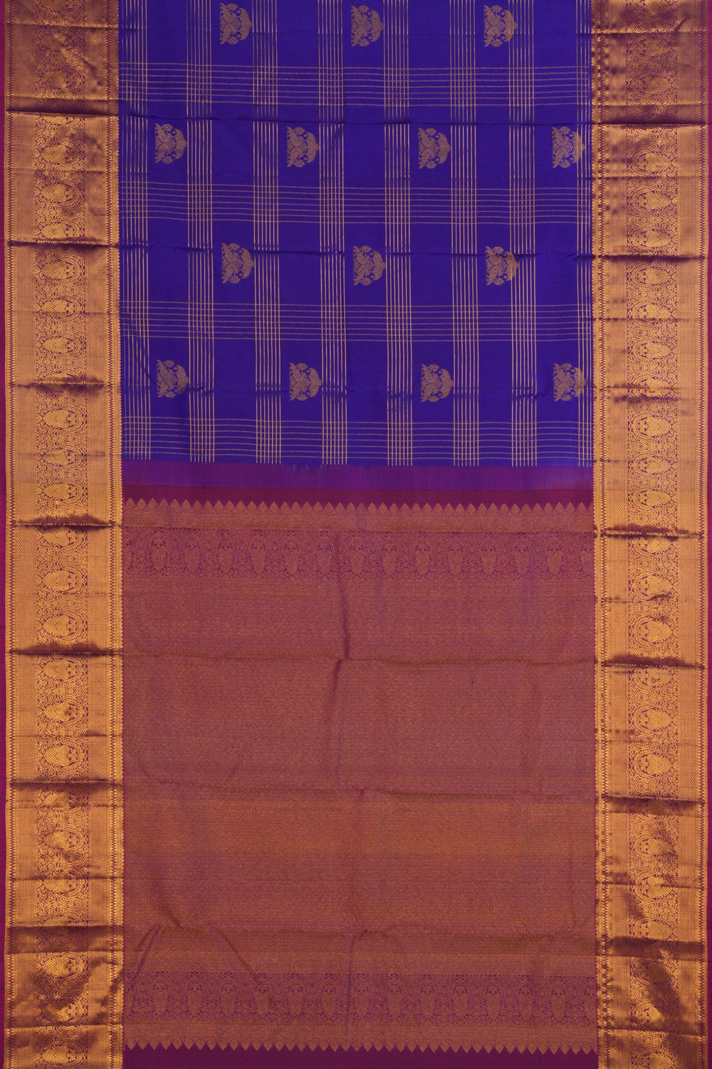 Image of Purple Kattam Kanchi Silk Saree
