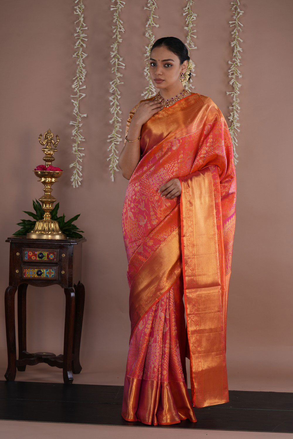 Kanchipattu Brocade Fuchsia Pink Saree