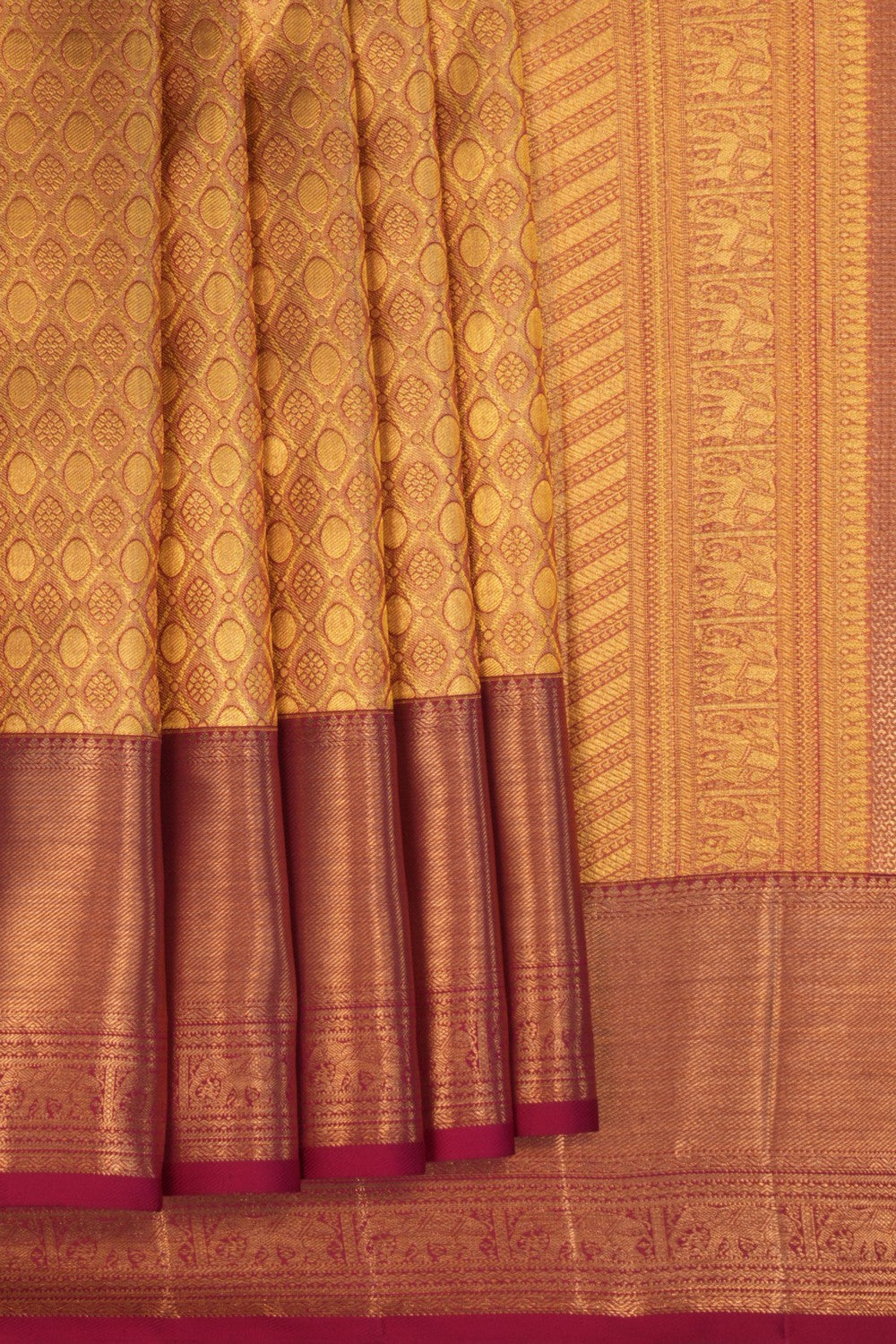 Kanchipattu Gold Tissue Brocade Saree