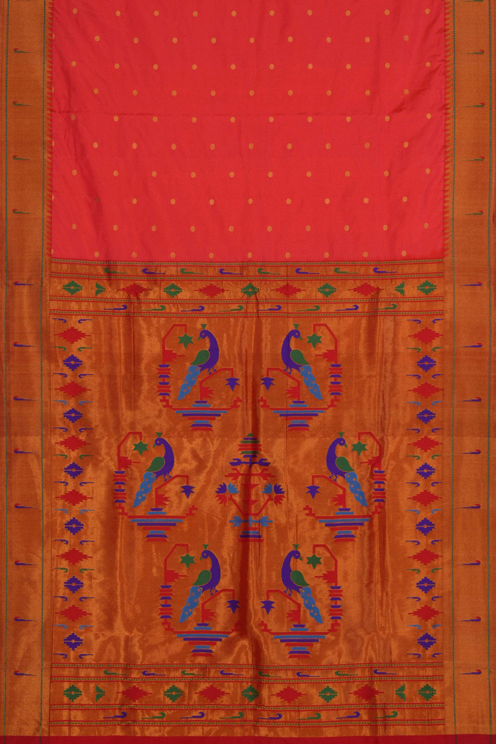 Paithani Coral Orange Saree