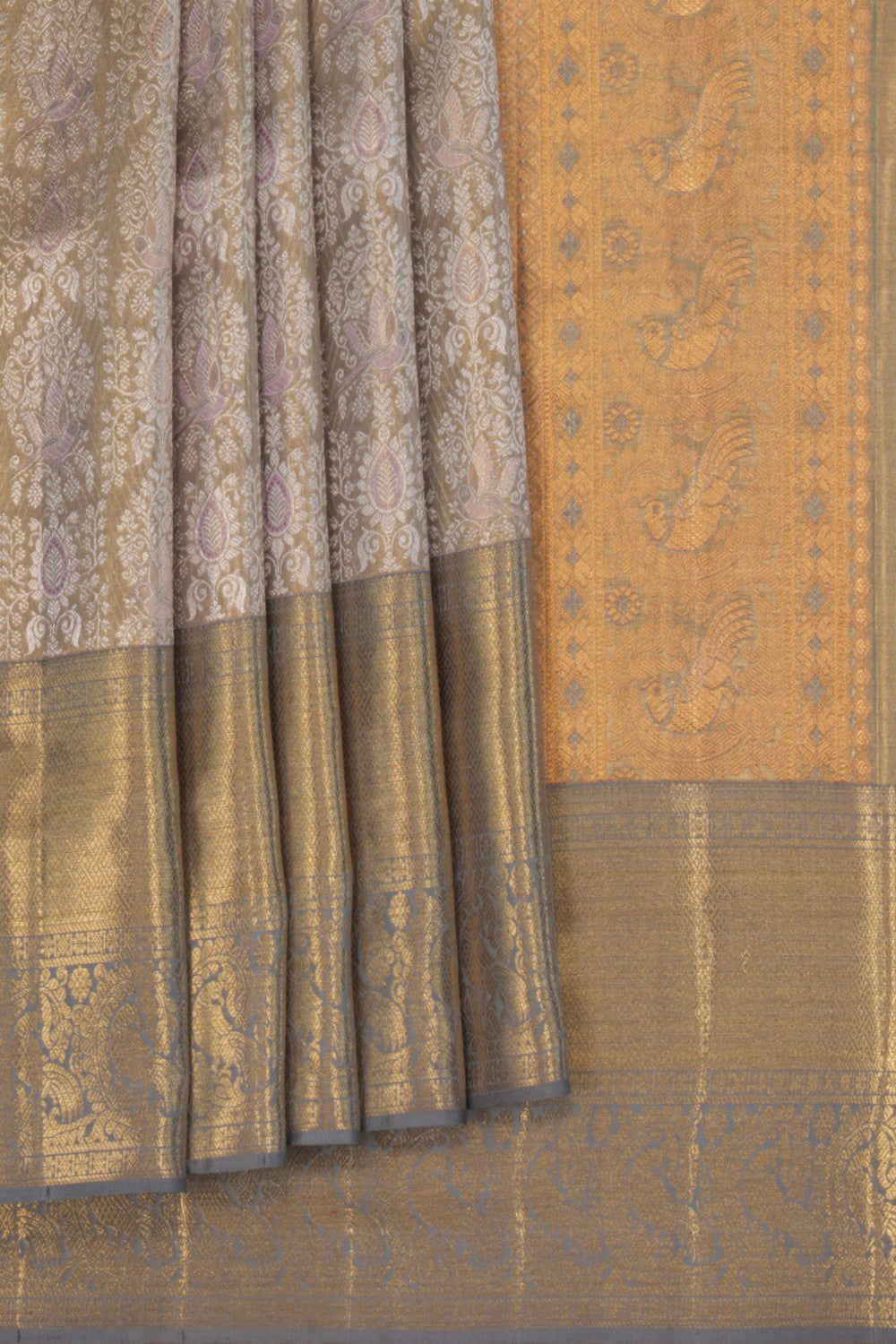 Kanchipattu Tissue Brocade Gold Saree