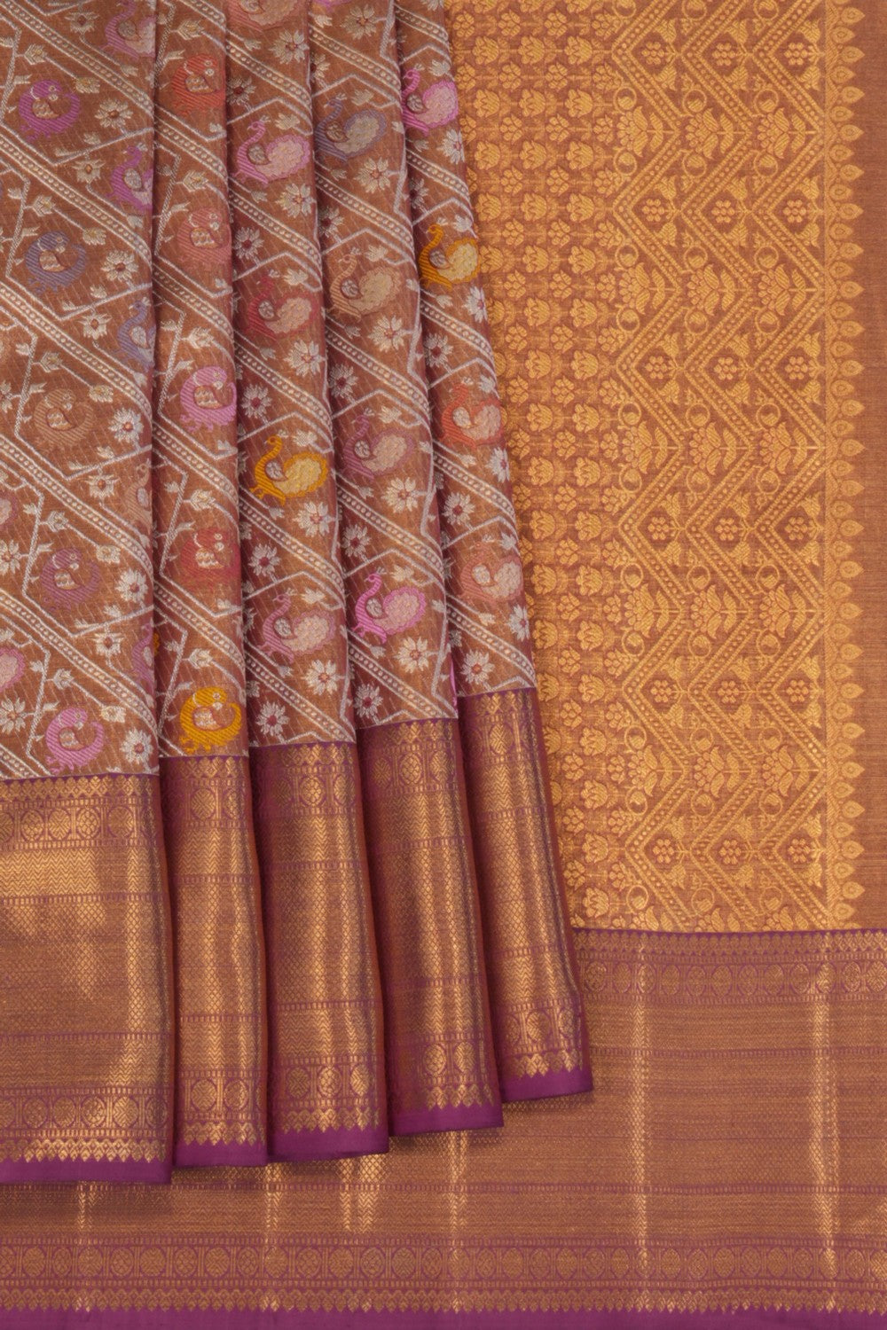 Image of Kanchipattu Tissue Brocade Gold Saree