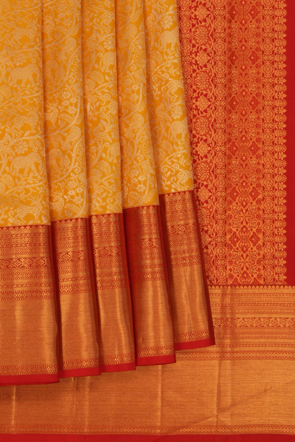 Kanchipattu Tissue Brocade Yellow Saree
