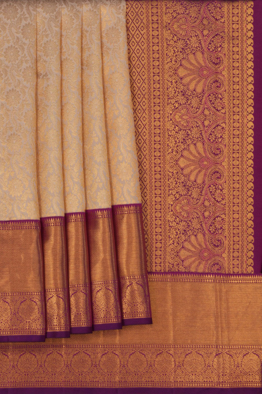An Ethereal Pearl-White Brocade Saree