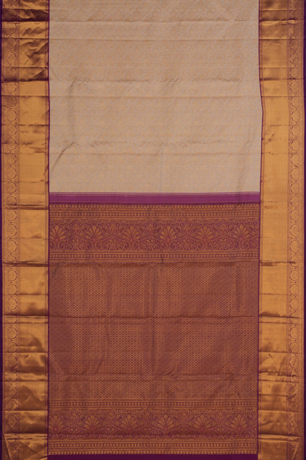 Image of An Ethereal Pearl-White Brocade Saree