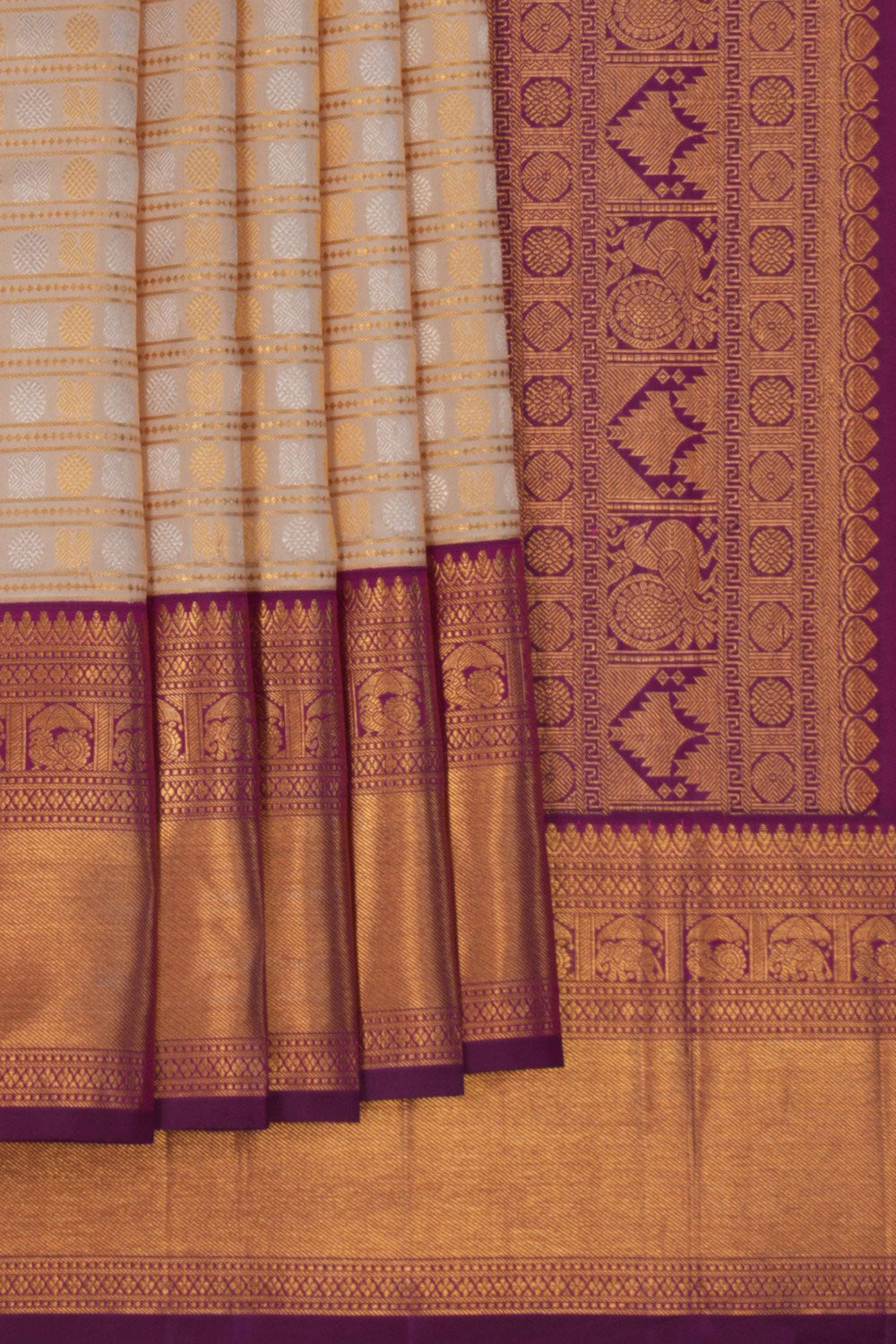 Image of An Ethereal Pearl-White Brocade Saree