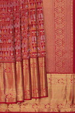 Image of Kanchipattu Pink Brocade Saree