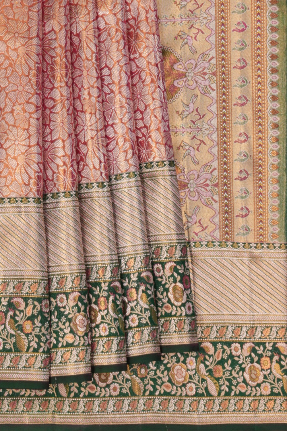 Image of Kanchipattu Pink Gold Brocade Saree
