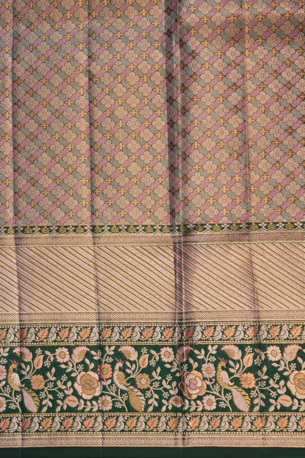 Image of Kanchipattu Pink Gold Brocade Saree