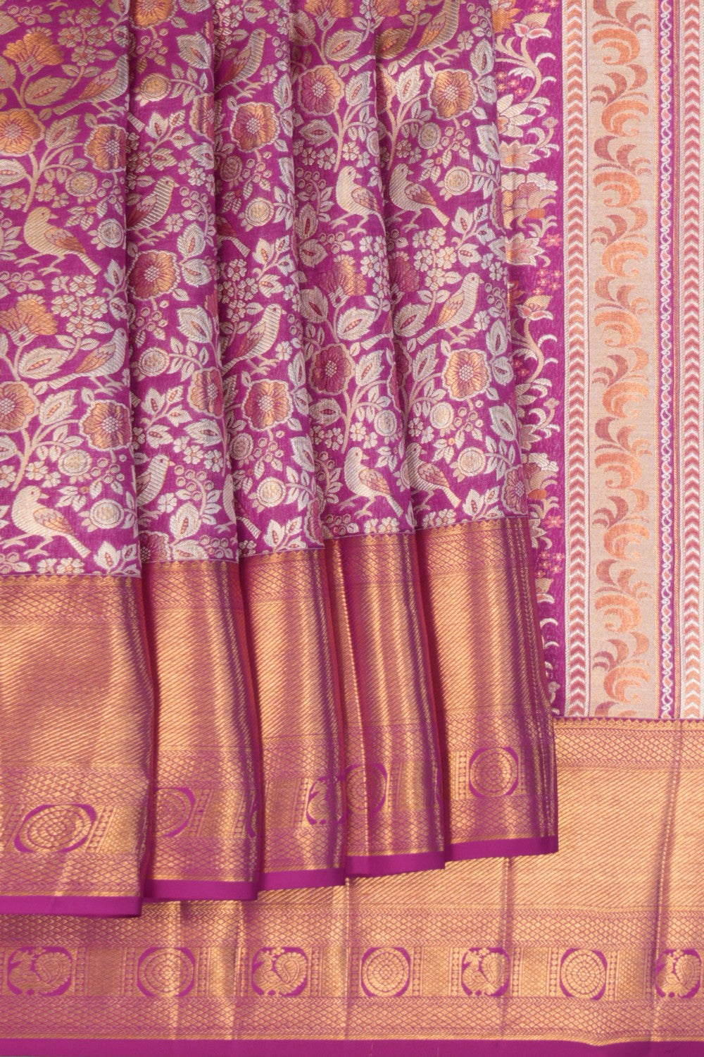Kanchipattu Magenta Pink Brocade Saree