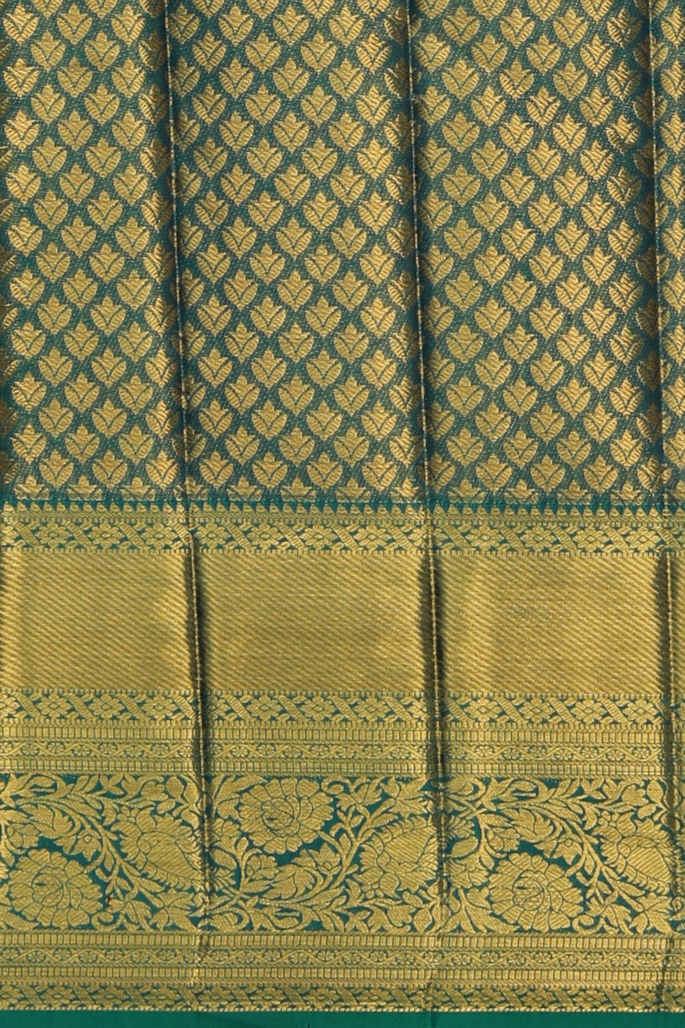 Image of Kanchipattu Teal Blue Brocade Saree