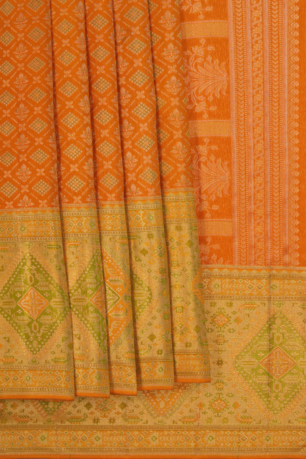 Image of Kanchipattu Brocade Orange Saree