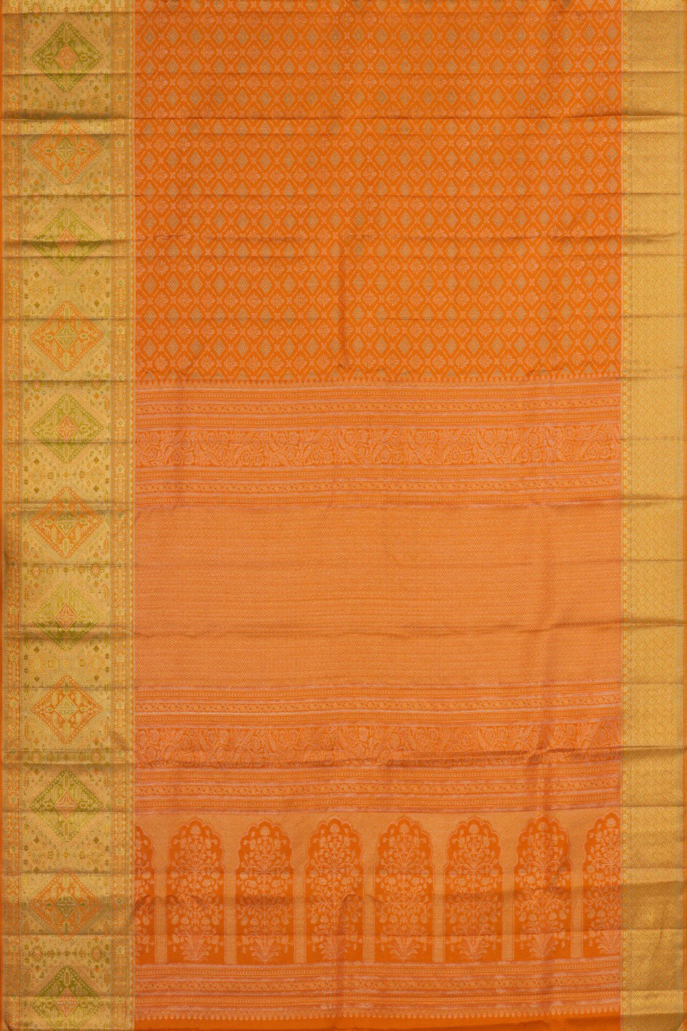 Image of Kanchipattu Brocade Orange Saree