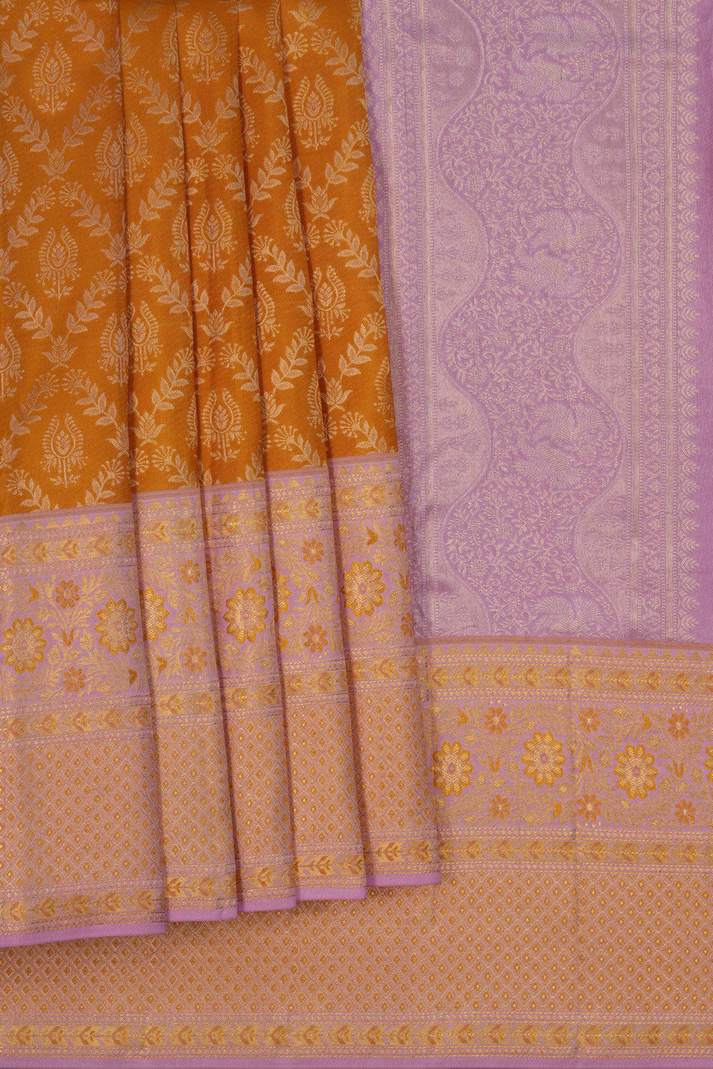 Kanchipattu Brocade Mustard Saree