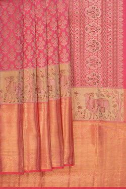 Image of Kanchipattu Brocade Coral Pink Saree