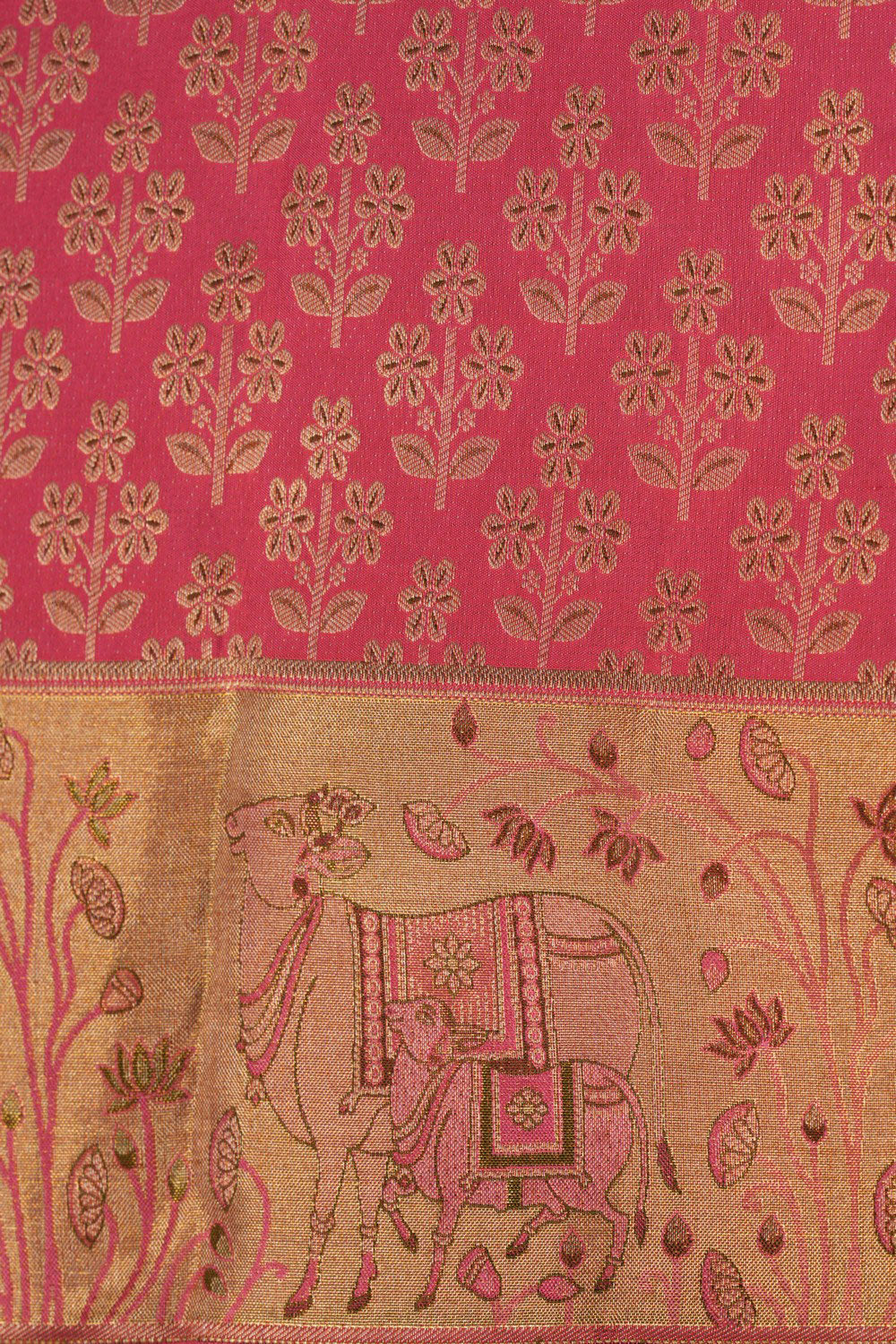 Kanchipattu Brocade Coral Pink Saree
