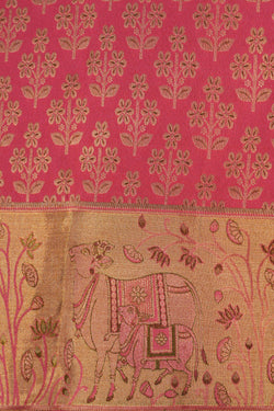 Image of Kanchipattu Brocade Coral Pink Saree
