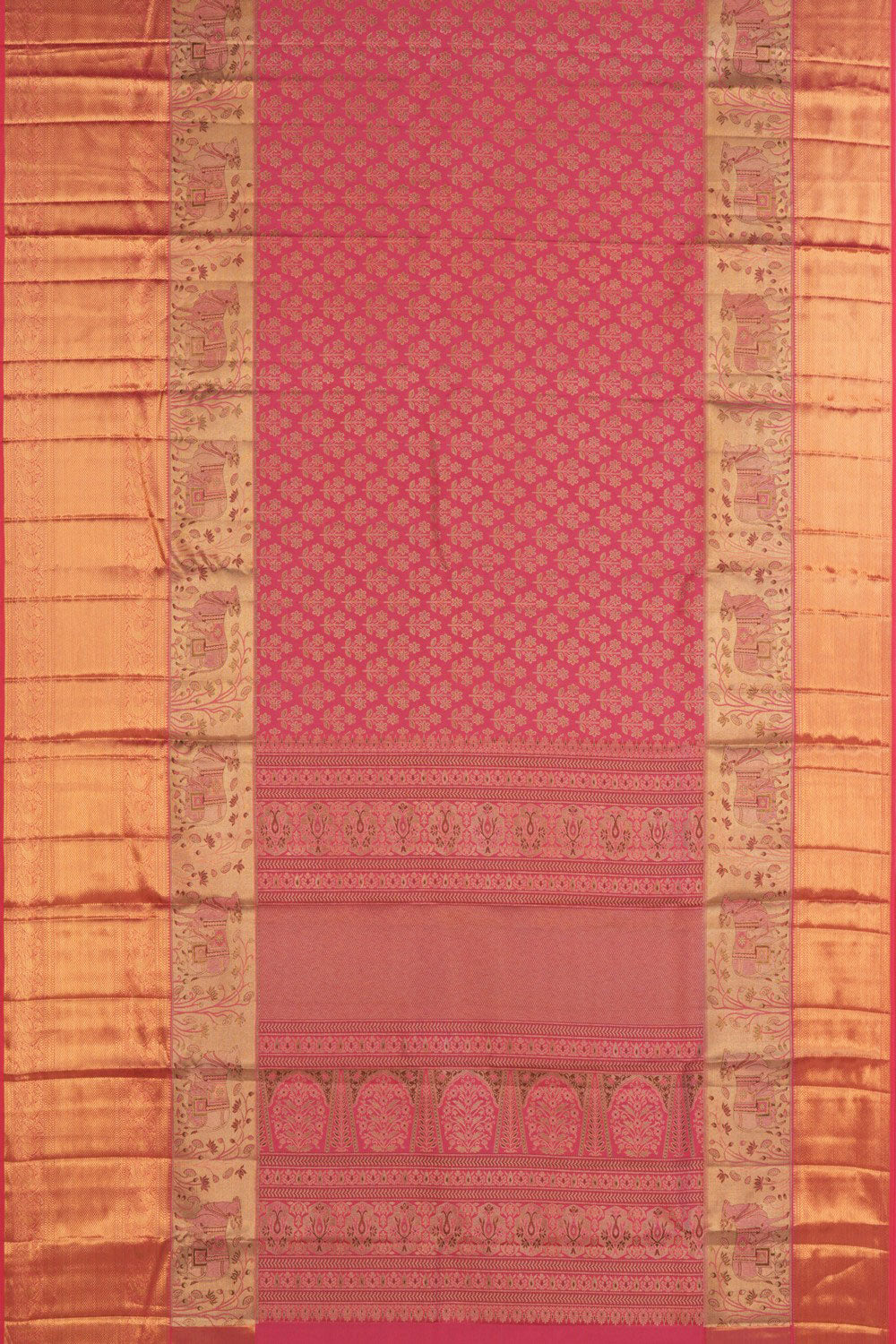 Kanchipattu Brocade Coral Pink Saree