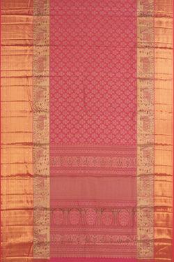 Image of Kanchipattu Brocade Coral Pink Saree