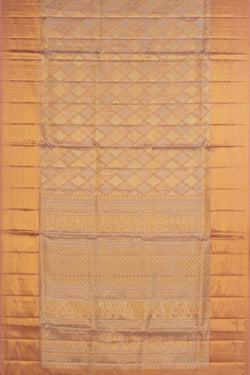 Image of Kanchipattu Brocade Gold Peach Saree