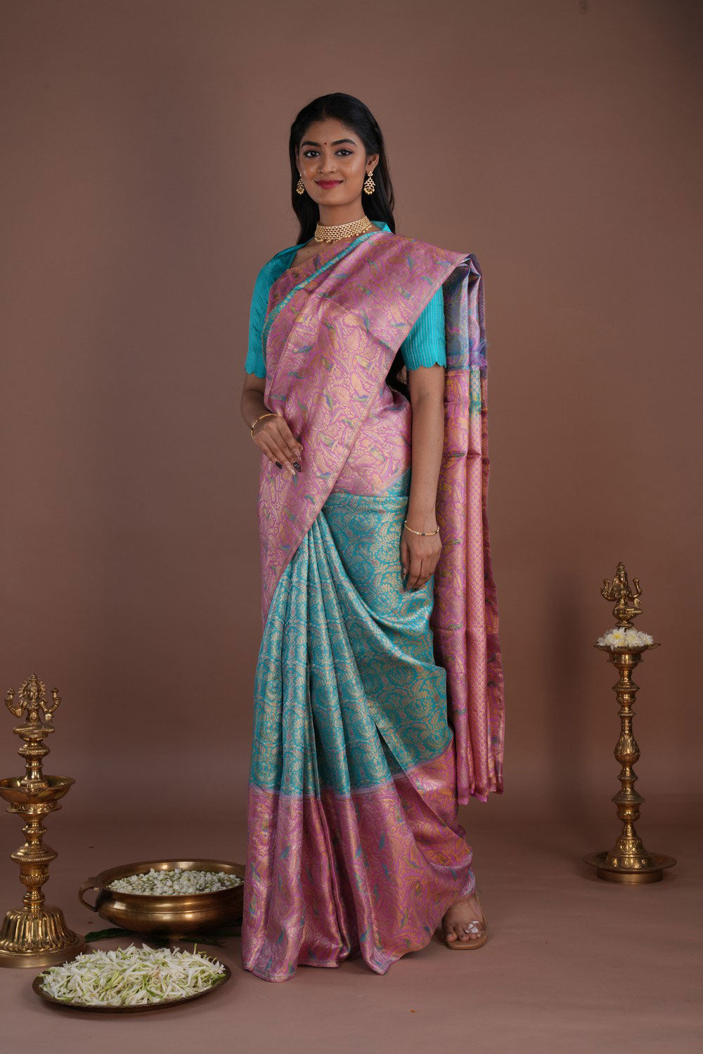 Image of Kanchipattu Brocade Blue Saree