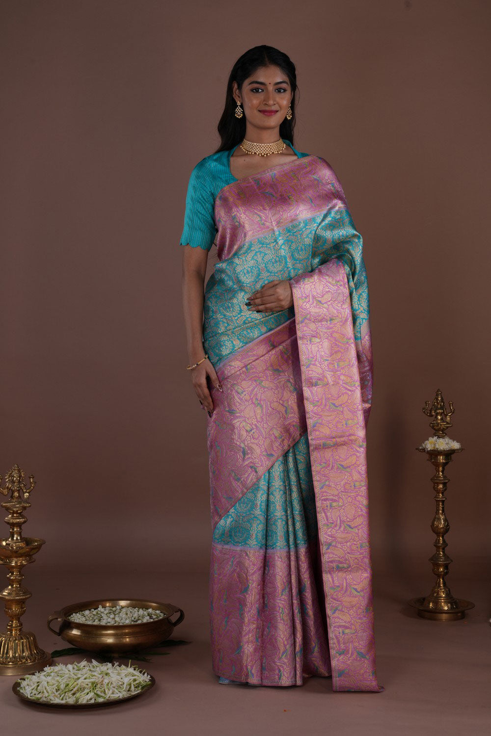 Image of Kanchipattu Brocade Blue Saree