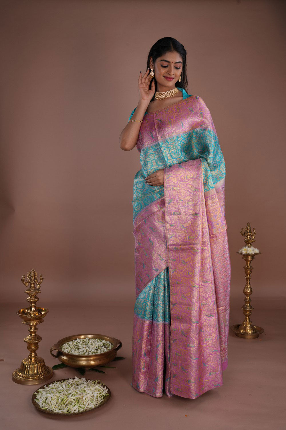 Image of Kanchipattu Brocade Blue Saree