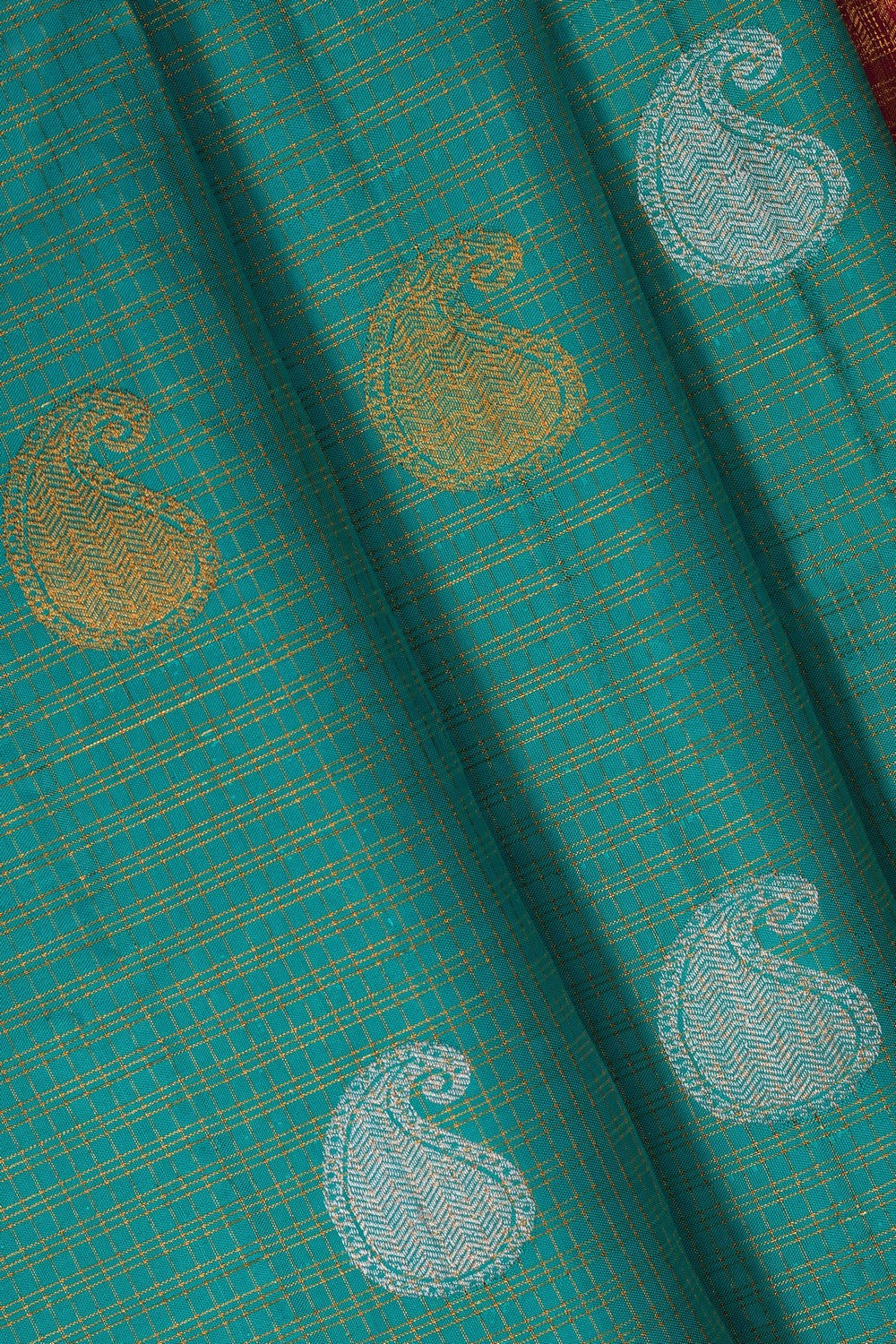 Image of A Sea-Green Kanjivaram Silk Saree