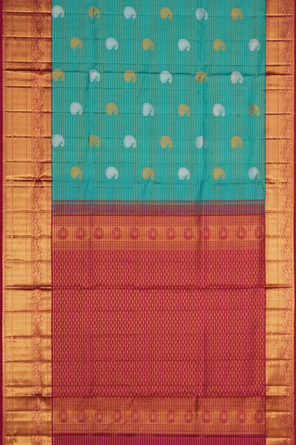 Image of A Sea-Green Kanjivaram Silk Saree