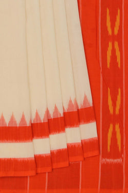 Image of Pochampally Ikat Off-White Saree