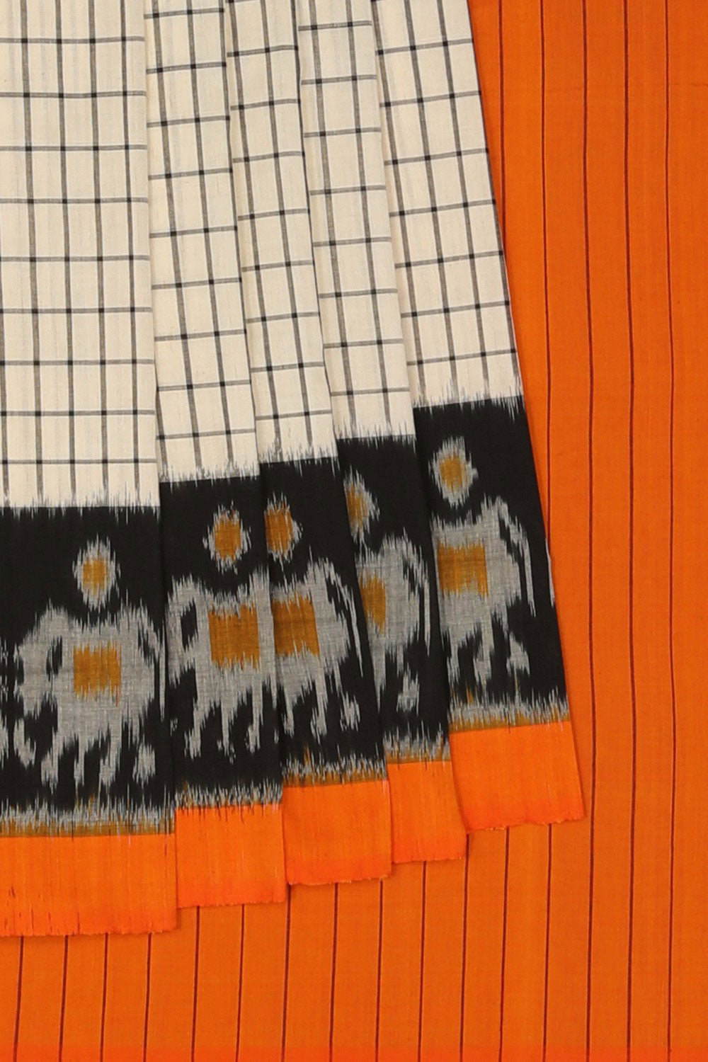 Pochampally Ikat Off-White Saree
