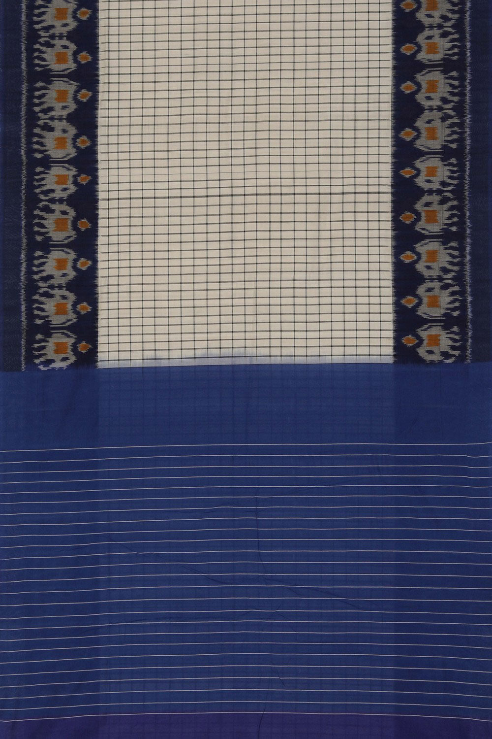 Image of Pochampally Ikat Off-White Saree