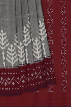 Image of Pochampally Ikat Grey Saree