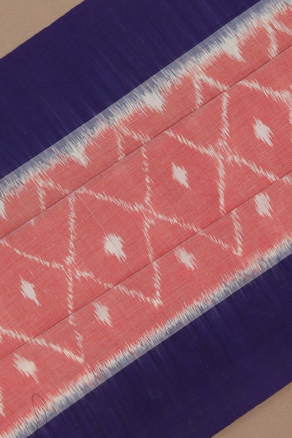 Image of Pochampally Ikat Coral Pink Saree