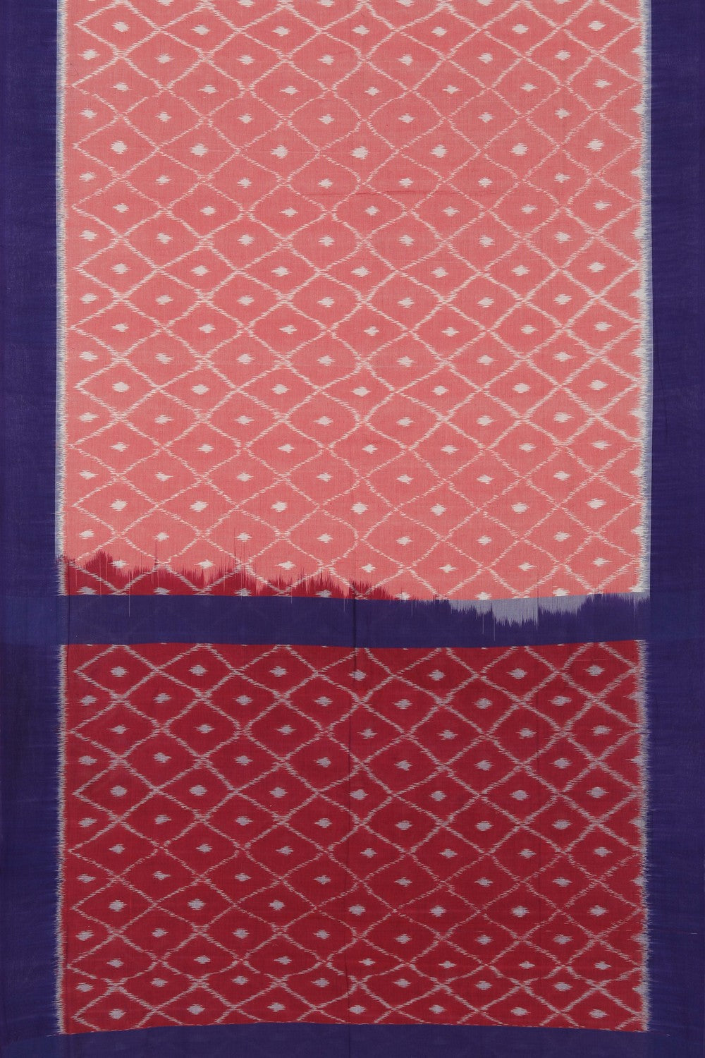 Image of Pochampally Ikat Coral Pink Saree