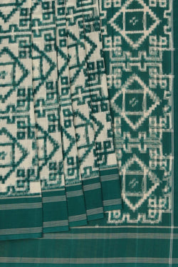 Image of Pochampally Ikat Teal Green Saree